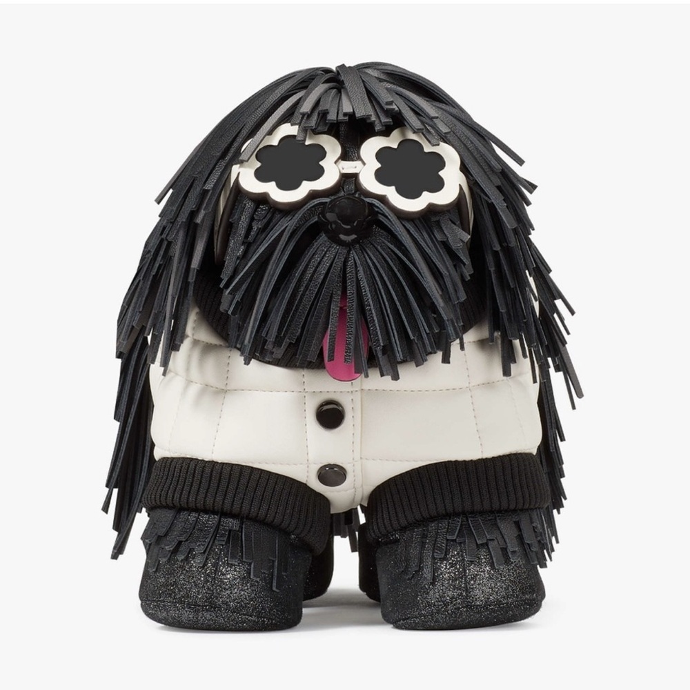 Kate Spade Shaggy Fringe 3D Dog Crossbody Star Sunglasses Black White